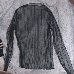 Stripe Long Sleeve Mesh Top